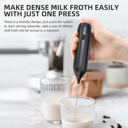 CIRCLE JOY Rechargeable Milk Frother Handheld, Coffee Frother Wand Drink Mixer with Stainless Steel Whisk for Coffee, Cappuccino, Lattes, Frappe, Matcha and Hot Chocolate, Black - Image 4