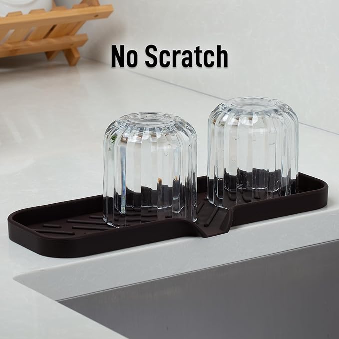 Zulay Kitchen Large Silicone Sponge Holder (12x4) – Flexible Sink Organizer Tray for Kitchen & Bathroom – Multipurpose Soap Dish for Sponges, Makeup, Trinkets & More (Chocolate) - Image 7
