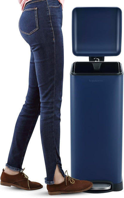happimess HPM1007H Betty Retro 8-Gallon Step-Open Trash Can, Fingerprint Resistant, Modern, Minimalistic for Home, Kitchen, Laundry Room, Office, Bedroom, Bathroom, Denim Blue - Image 6