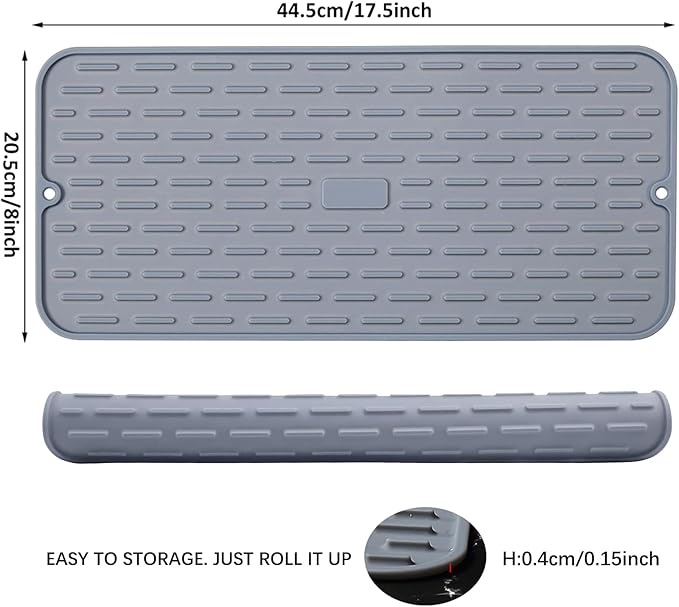 To encounter Silicone Dish Drying Mat -Small 17.5" x 8" - Set of 2 Flexible Stemware Drying Mat, Heat Resistant Silicone Trivet, Countertop Mat, Dish Draining Mat, Sink Mat - Image 6