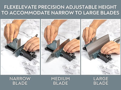 PATENTED ORIGINAL ADJUSTABLE ROLLING KNIFE SHARPENER KIT: Adjustable Height, 10° to 40° for 30 Angle Options, Removeable Diamond Plates with Travel Case - Kitchen Knife Sharpener - Image 9