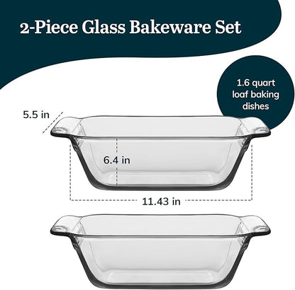Libbey Baker’s Premium 2 Piece Glass Baking Dish Set, Stackable, Space Saving Glass Bakeware Set, Oven Baking Dish for Bread, Pound Cakes, Meatloaf - Image 3