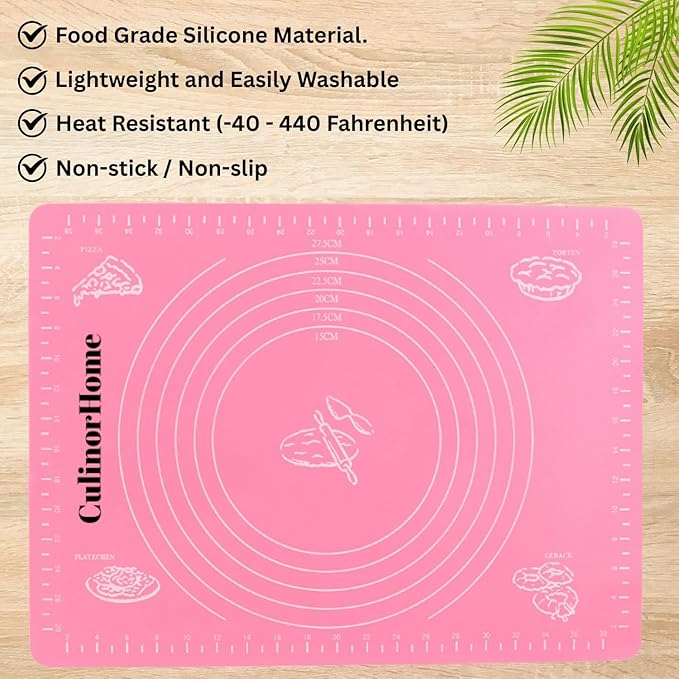 Baking Essentials for Home Bakery, Homesteading Essentials - Silicone Baking Pastry Mat for Rolling Dough and Powdered Cinnamon Sugar Shaker Duster Bundle with Mini Wooden Rolling Pin/Dough Roller - Image 2