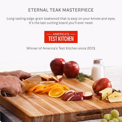 Teakhaus Cutting Board - Extra Large (XL) Wood Cutting Board with Grip Handles - Holiday Gift Ideas for Men and Women - Gift-Ready, Reversible, Edge Grain Wood, Knife Friendly - FSC Certified - Image 6