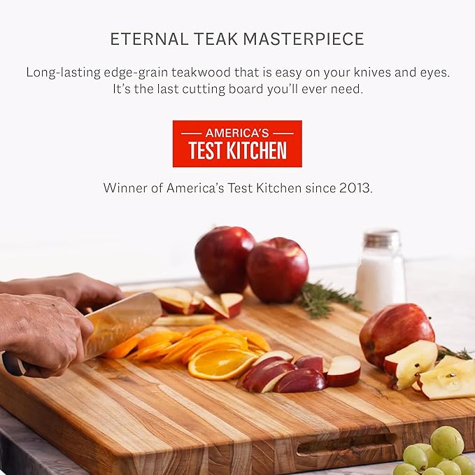Teakhaus Cutting Board - Small (S) Wood Cutting Board with Juice Groove (14”L x 10”W) Holiday Gift Ideas for Men and Women - Gift-Ready, Thin, Lightweight, Reversible, Knife Friendly - FSC Certified - Image 7