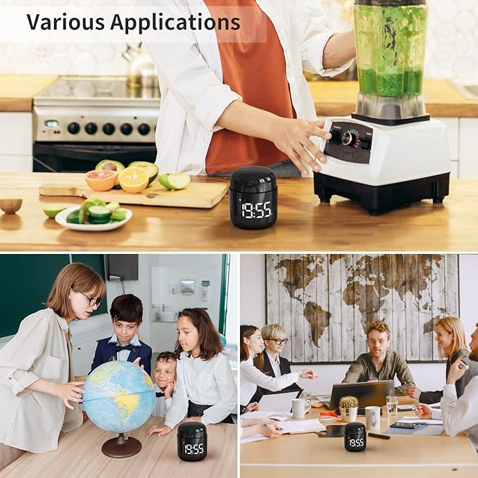 Digital Kitchen Timer,Countdown Countup Timer with Large LED Display Volume Adjustment,Timer for Cooking, Classroom Time for Kids and Teachers. (Black) - Image 6