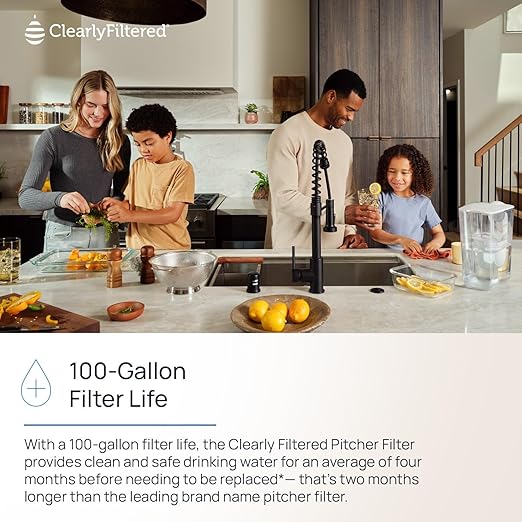 Clearly Filtered No.1 Filtered Water Pitcher/Updated Model/Targets 365+ Contaminants e.g. Fluoride Chlorine PFAS Microplastics Lead Arsenic BPA/BPS Free (Pitcher Includes 1 Filter) - Image 8