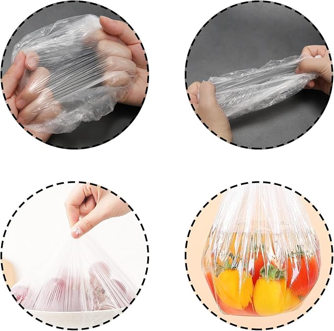 300 Pcs Plastic Bowl Covers Stretch Edging Disposable Food Covers Flexible Storage Packaging, White - Image 3