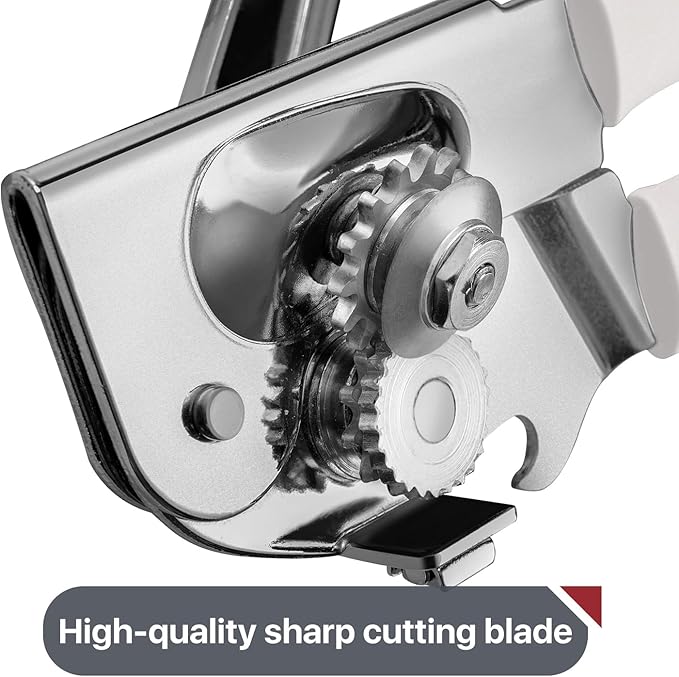 Commercial Can Opener, UHIYEE Hand Crank Can Opener Manual Heavy Duty with Comfortable Extra-long Handles, Oversized Knob, Large Handheld Can Open Easy for Big Cans, White - Image 3