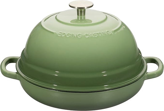 EDGING CASTING Enameled Cast Iron Dutch Oven Pot with Lid, Round Bread Oven for Homemade Sourdough Bread Baking, 6 Quart, Pistachio Green by EDGINGCOOKWARE