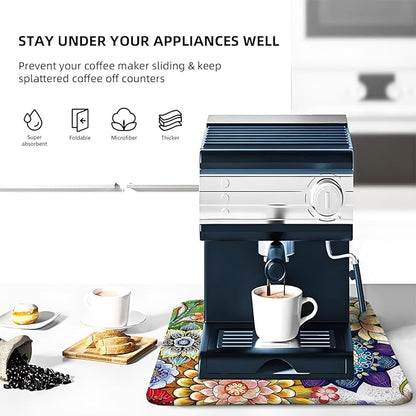 Boho Drying Mat 16" X 18" Boho Flower Kitchen Counter Stone Large Dish Drying Mats For Kitchen Counter Abstract Boho Floral Drying Mats For Home Counter Drying Mats For Dishes Table Mat Drying Mat - Image 7