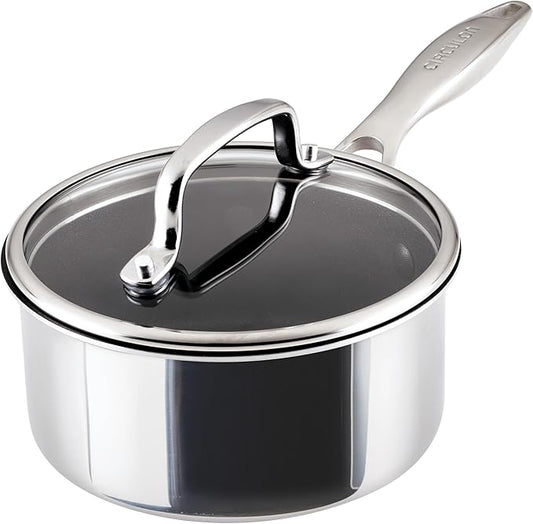 Circulon C1 Series Stainless Steel Plated Non-Stick Cookware with ScratchDefense Technology with Lid, Safe for Metal Utensils, 1.5 Litre, Polished Stainless Steel