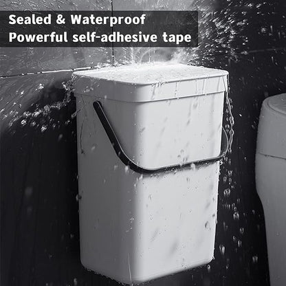 stonespace Hanging Trash Can, 3.2 Gallon/12L Small Waste Bin with Lid for Kitchen Cabinet Door or Under Sink, Bathroom Trash Bin with Lid, Food Waste Bin, 1 Pack White