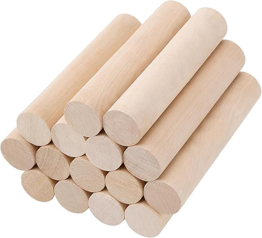 Wooden Rolling Pin Set, Natural, 6 x 1.2 Inch Mini Dough Rollers for Dumplings, Pizza, Bread, Tortillas, 15 Pieces