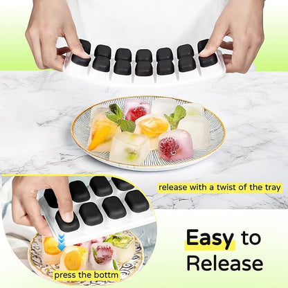 Ice Cube Tray 5 Pack, Stackable Silicone Ice Cube Trays with Lid– Easy Release Reusable Ice Tray, BPA-Free Rectangular Ice Cube Mold Set for Cocktails, Coffee, Whiskey & Drinks- Black - Image 3
