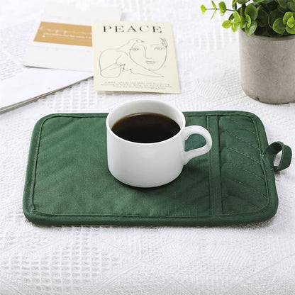 Anyi Pot Holders and Oven Mitts 7" X 9" Heat Resistant Cotton Pocket Pot Holder Set Feature of Non Slip Kitchen Hot Pad Oven Mitts, 3-Pack (Hunter Green) - Image 4