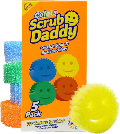 Scrub Daddy Scratch-Free Multipurpose Kitchen Sponges - Bulk Dish Sponges for Kitchen, Bathroom, Household Cleaning & More - Made with BPA-Free Polymer Foam (5 Count) by ScrubDaddy