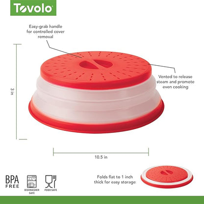 Tovolo Vented, Easy Grip, Collapsible Microwave Cover, 10.5 Inch, Red - Image 6