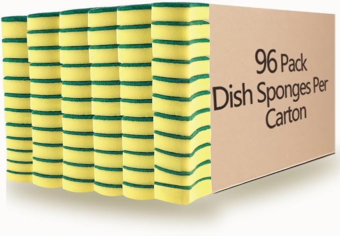 Kitchen Cleaning Sponges,96 Pack Eco Non-Scratch for Dish,Scrub Sponges. by WUHUIXOZ