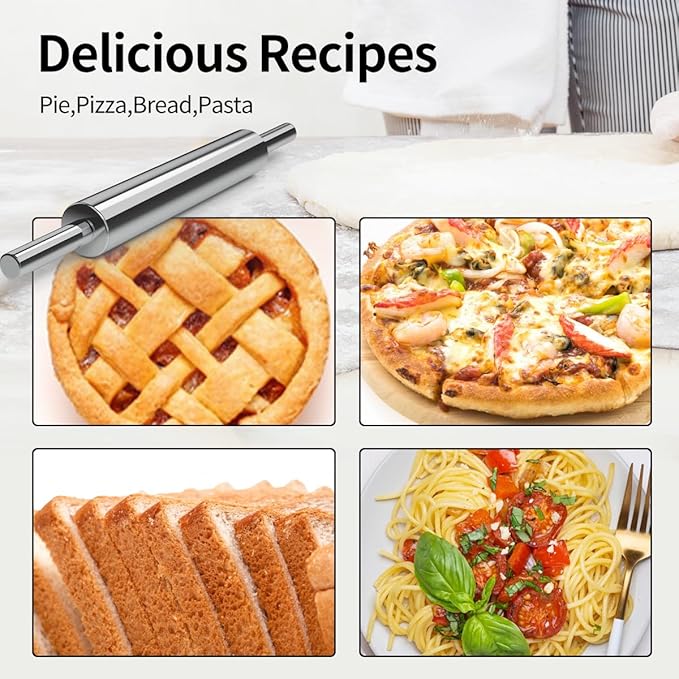 Rolling Pin (17 Inches) –304 Stainless Steel Roll Pins for Baking Pizza Dough Pie Cookie-Dough Roller& Smooth Construction - Essential Kitchen Utensil - Image 5