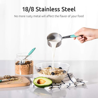 Measuring Cups : U-Taste 18/8 Stainless Steel Measuring Cups and Spoons Set of 10 Piece, Upgraded Thickness Handle(Aqua Sky) - Image 3