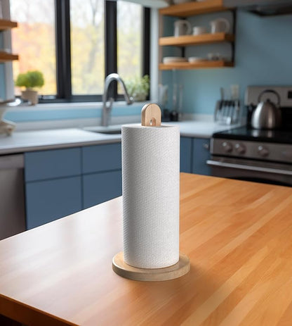 Wooden Paper Towel Holder Stand for Jumbo Roll - Stylish Kitchen Paper Rack Bathroom Towel Roll Stand Organizer, UB, Solid Wood Simply Standing Countertop Paper Roll Holder, Standard - Image 8