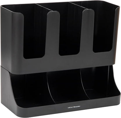 Mind Reader Cup and Condiment Station, 13 Inch Countertop Coffee Bar Organizer with 6 Compartments, Storage Caddy for Cups, Lids and Packets, Plastic, Black - Image 7
