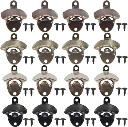 ROYHOO 16PCS Wall Mounted Bottle Opener Vintage Beer Opener with Mounting Screws Set for Beer Cap Coke Bottle Wine Soda Open and Kitchen Cafe Bars(4 Colors) by Unknown