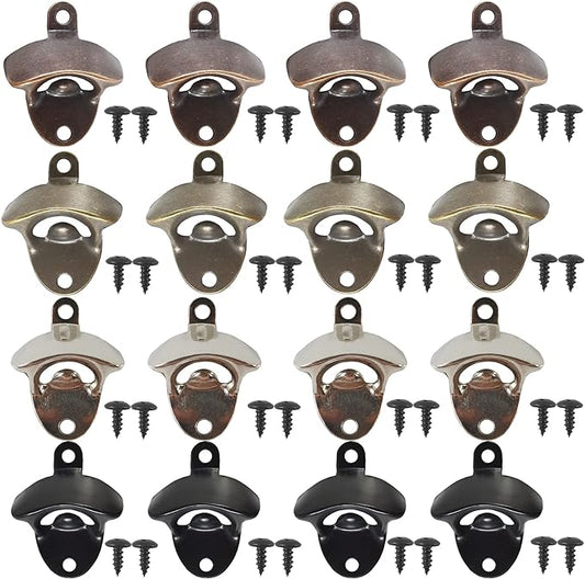 ROYHOO 16PCS Wall Mounted Bottle Opener Vintage Beer Opener with Mounting Screws Set for Beer Cap Coke Bottle Wine Soda Open and Kitchen Cafe Bars(4 Colors) by Unknown