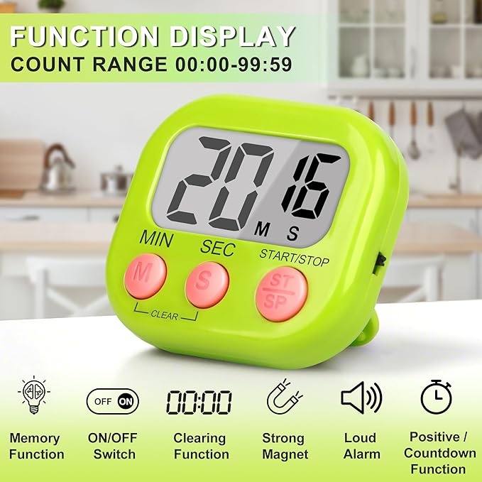 ZILLEEN Classroom Timer for Kids Teachers 2 Pack Digital Timers, White & Green - Image 4