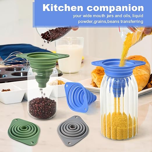 Kitchen Funnel Set 3 Pack,Funnels for Kitchen Use Filling Bottles,Silicone Funnel Collapsible,Small Funnels for Filling Small Bottles - Image 2