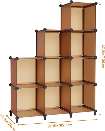 HOMIDEC Closet Organizers and Storage, 9 Cube Storage Organizer Cubes, Portable Closet Organizer Shelves for Clothes, Bedroom, Wardrobe, Kids Room, Bathroom, Brown - Image 3