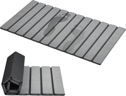 AWW Foldable Stone Bath Mat, Quick Dry Diatomaceous Earth Bath Mat with Non-Slip Mat, Super Absorbent, Easy to Clean, Compact for Small Bathrooms, 31.5 x 15.7, Grey by AWW