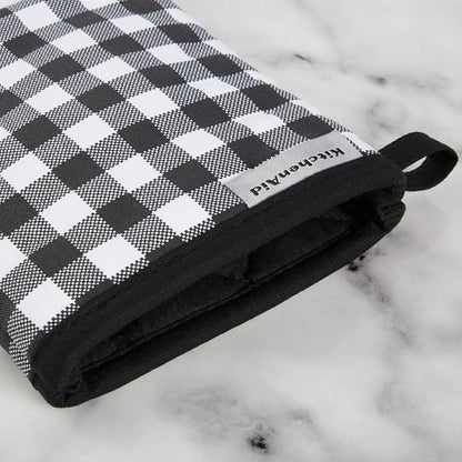 KITCHENAID Gingham Oven Mitt 2-Pack Set, Matte Black, 7"x13" - Image 3