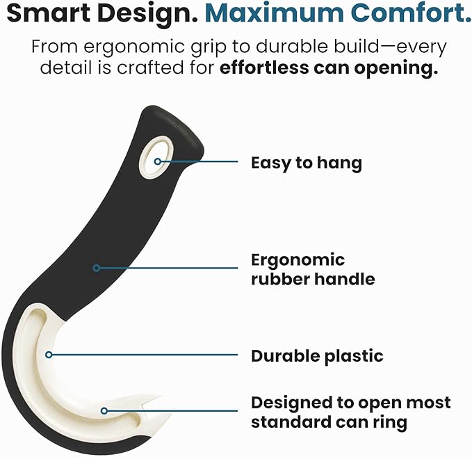 Jokari Ring Pull Can Opener for Soda and Food Cans Arthritis Aid with Non Slip Grip for Seniors Kids and Nail Protection Manual Pull Tab Tool for Easy Open Cans Black Dishwasher Safe - Image 8