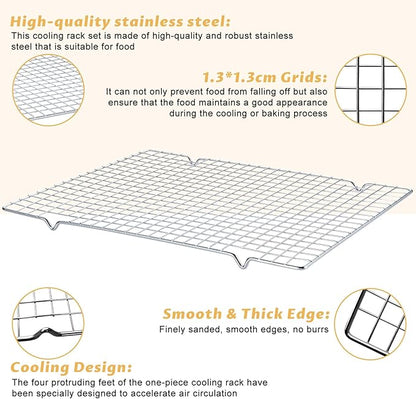 Baking Sheet with Cooling Racks - 17'' x 11" x 0.5" Carbon Steel Cookie Sheets for Baking [2 Sheets + 2 Racks], Nonstick Baking Pans, Perfect for Baking, Roasting, and More - Image 4