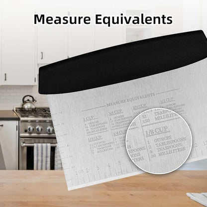 Vaincre Bench Dough Scraper Cutter - 2PCS 6" Stainless Steel Chopper Baking Scraper Spatula with Measuring Scale, Bench Chopping Knife, Kitchen Cooking Utensils Tool for Pastry, Food, Bread - Image 4