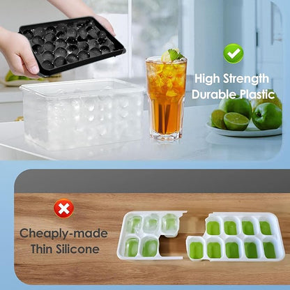 WIBIMEN Ice Cube Tray with Lid and Bin - Round Ice Trays for Freezer with Lid - Ice Cube Trays for Freezer with Ice Container (1"-2PACK Black) - Image 7