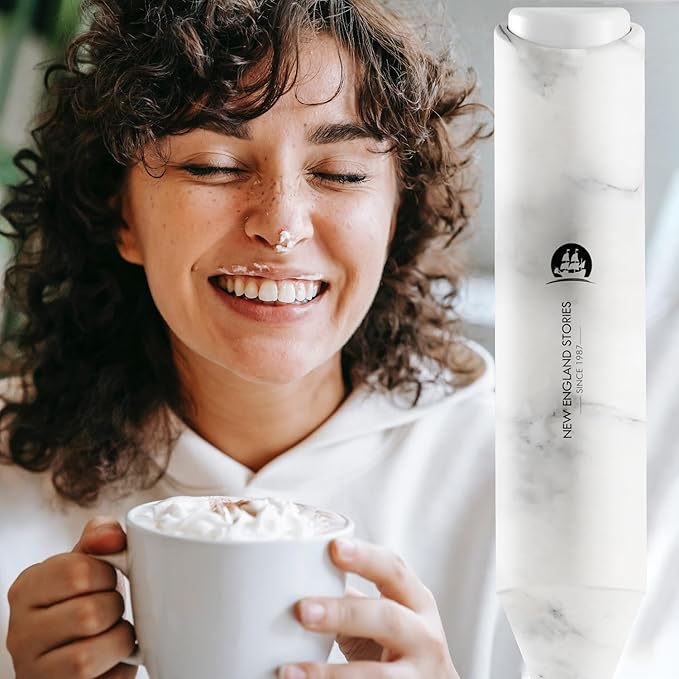 Powerful Milk Frother Handheld Foam Maker, Mini Whisk Drink Mixer for Coffee, Cappuccino, Latte, Matcha, Hot Chocolate, No Stand, Marble - Image 4