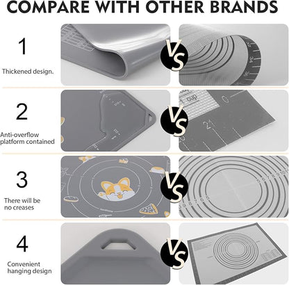 Ourokhome Silicone Baking Mat Sheet and Pastry Dough Cutter, 0.5 Inch Thick 20'' X 16" BPA free Silicone Rolling Mat, Non-Stick and Anti-Slip, Dishwasher Safe (Gray) - Image 5