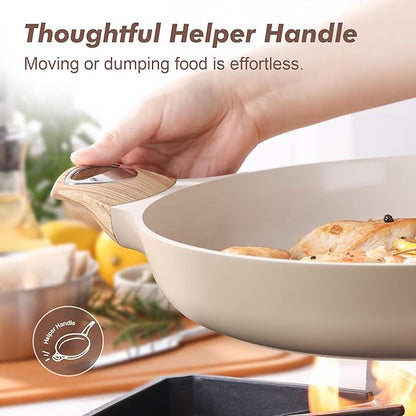 SENSARTE Ceramic Nonstick Frying Pan Skillet with Hot-resistant Handle 12.5Inch Large Non-toxic Healthy Kitchen Cooking Chef's Pan, Free of Intentionally Added PFOA/PFAS/PTFE, Induction Compatible - Image 3