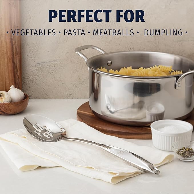 Zulay Kitchen Stainless Steel Slotted Spoon - 15” Large Cooking & Serving Spoon with Ergonomic Handle - Durable, Rust-Proof, Heat-Resistant & Dishwasher Safe Kitchen Utensil for Cooking and Buffets - Image 2