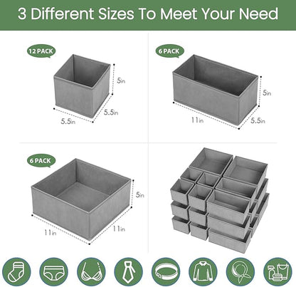 Criusia Drawer Organizer Clothes, 24 Pack Underwear Drawer Organizers, Foldable Closet Organizers and Storage Dresser Drawer Dividers Clothing Organizer for Clothes, Socks, Scarves, Bra, Ties (Grey) - Image 4
