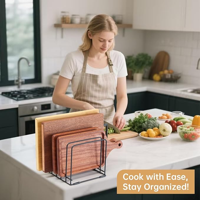 2-Pack 5-Tier Cutting Board Holder, Kitchen Cabinet Organizer Holder, Space-Saving Kitchen Storage for Cutting Boards, Bakeware, Trays,Thin Pans and Cookbooks, Baking Sheets Organizer - Image 2