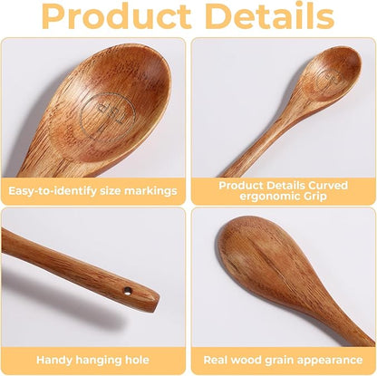 Set of 4 Wooden Measuring Spoons Measuring Spoons Cups Baking Utensil Natural Wooden Measuring Set for Dry Ingredients Coffee Powder (1TBSP+1TSP+1/2TSP+1/4TSP)
