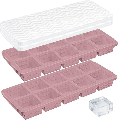 Aopigavi 2-Pack Ice Cube Trays, 10 Cubes 2 Tbsp. Silicone Freezer Molds with Lids, Reusable Ice Trays for Freezer, Kitchen, RV, Cocktail, Whiskey, Coffee, Soup & Food, BPA Free, Dishwasher Safety