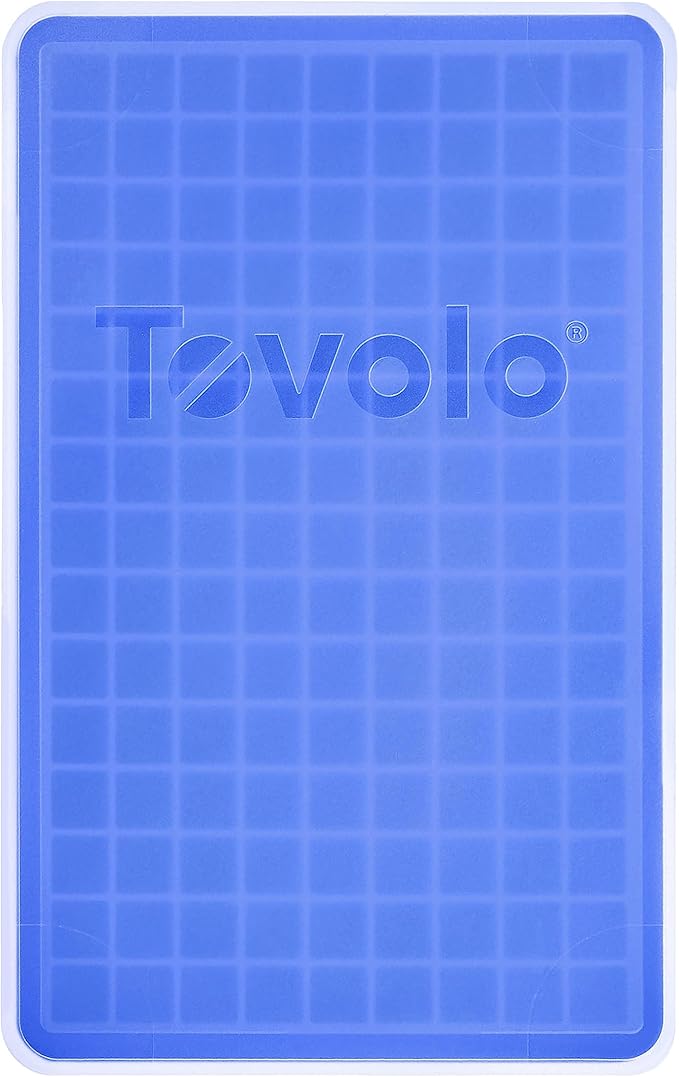 Tovolo Mini Ice Cube Tray with Lid Small Tiny Ice Maker for Freezer, Silicone Mini Ice Cube Tray Small Square Nugget Ice Makes 135 Tiny Cubes BPA Free Stackable Dishwasher Safe Stratus Blue Trays