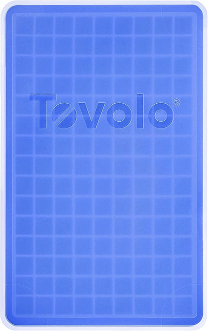 Tovolo Mini Ice Cube Tray with Lid Small Tiny Ice Maker for Freezer, Silicone Mini Ice Cube Tray Small Square Nugget Ice Makes 135 Tiny Cubes BPA Free Stackable Dishwasher Safe Stratus Blue Trays