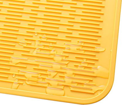 MicoYang Silicone Dish Drying Mat for Multiple Usage,Easy clean,Eco-friendly,Heat-resistant Silicone Mat for Kitchen Counter or Sink,Refrigerator or Drawer Liner Yellow 4XL 32 inches x 18 inches - Image 9