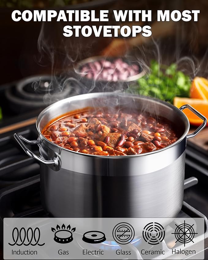 Cooks Standard Stockpots Stainless Steel, 8 Quart Professional Grade Stock Pot with Lid, Silver - Image 3